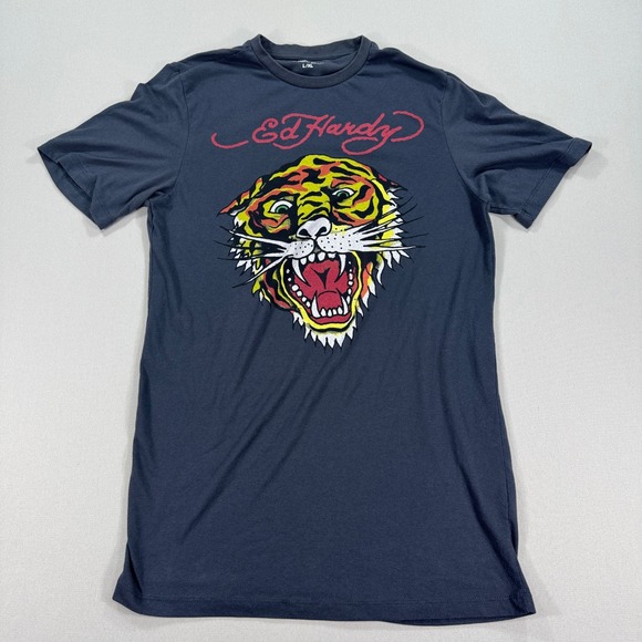 Ed Hardy Other - Ed Hardy Graphic T-Shirt Tiger Print Mens L/XL Black Streetwear Y2K Grunge